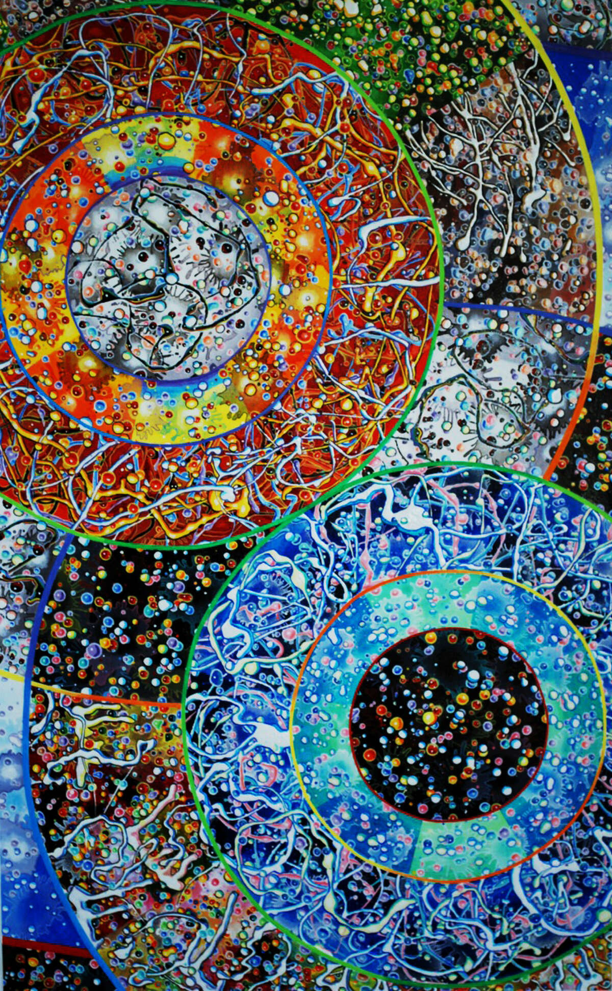 See Mark Dell'Isola's eye-opening paintings, including "Double Circle," Saturday through Aug. 24 at Deborah Colton Gallery.