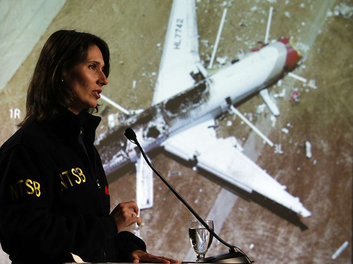 Chairman of the National Transportation Safety Board, Deborah Hersman addressed the press to give more details of the NTSB's investigation in the crash of Asiana Airlines Flight 214 in South San Francisco, Calif., on Wednesday, July 10, 2013.