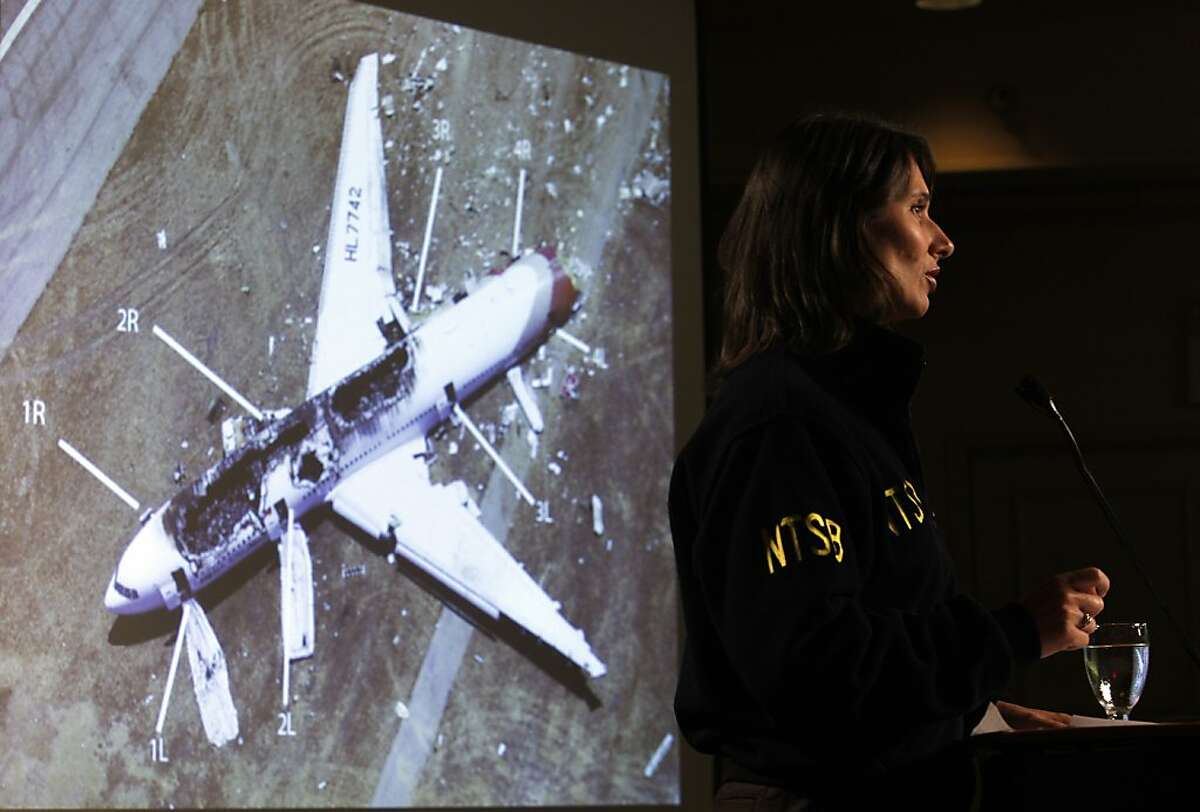 Chairman of the National Transportation Safety Board, Deborah Hersman addressed the press to give more details of the NTSB's investigation in the crash of Asiana Airlines Flight 214 in South San Francisco, Calif., on Wednesday, July 10, 2013.