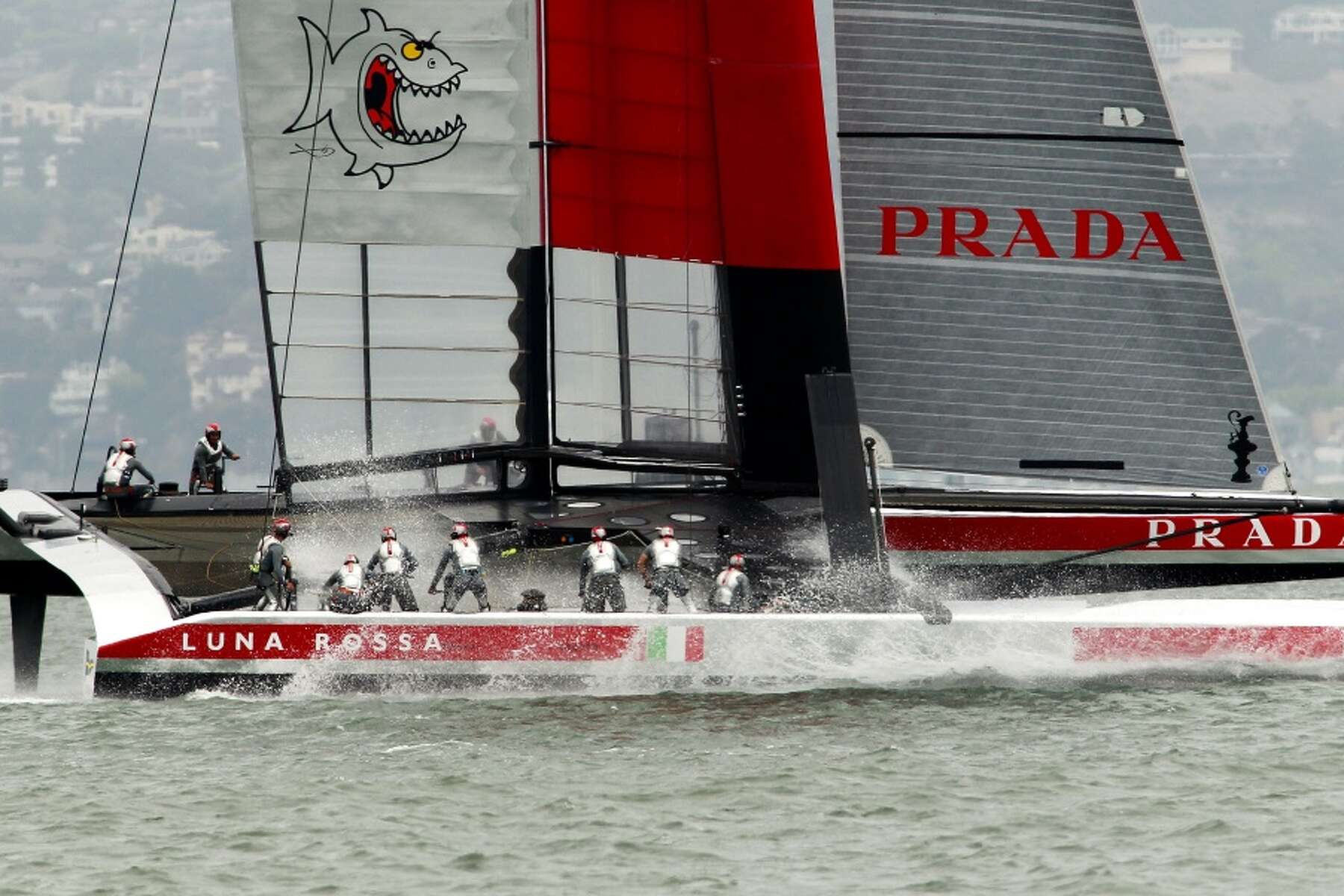 The Italian yacht Luna Rossa sails the fourth race of the Louis