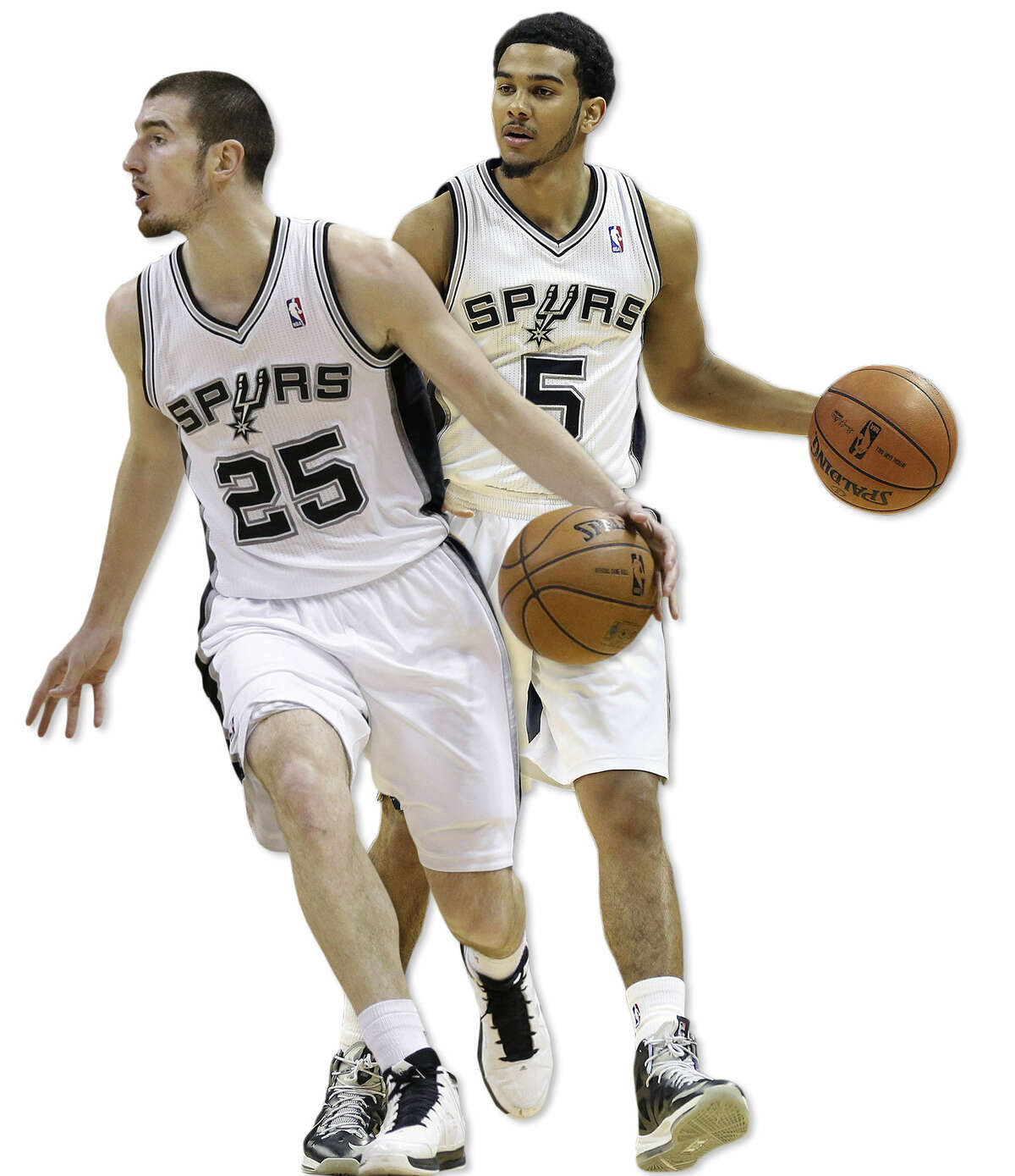 Nando De Colo (left) is being used at shooting guard in summer league, while Cory Joseph is the Spurs' top point guard.
