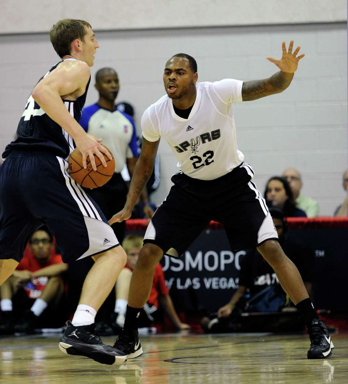 Spurs rookie Deshaun Thomas (right) scored 18 points in his first summer league game.