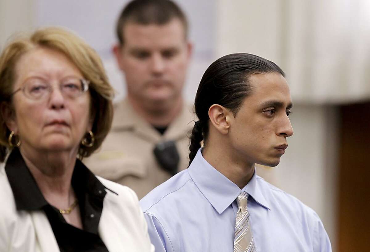 A jury delivered a guilty verdict, at the Contra Costa County Courthouse in Martinez, Calif 18, 2013, against defendant Jose Carlos Montano, (right) as he listened with his attorney Jane Elliot close by, charged in the gang-rape of a 16 year old girl at Richmond High School in October of 2009.