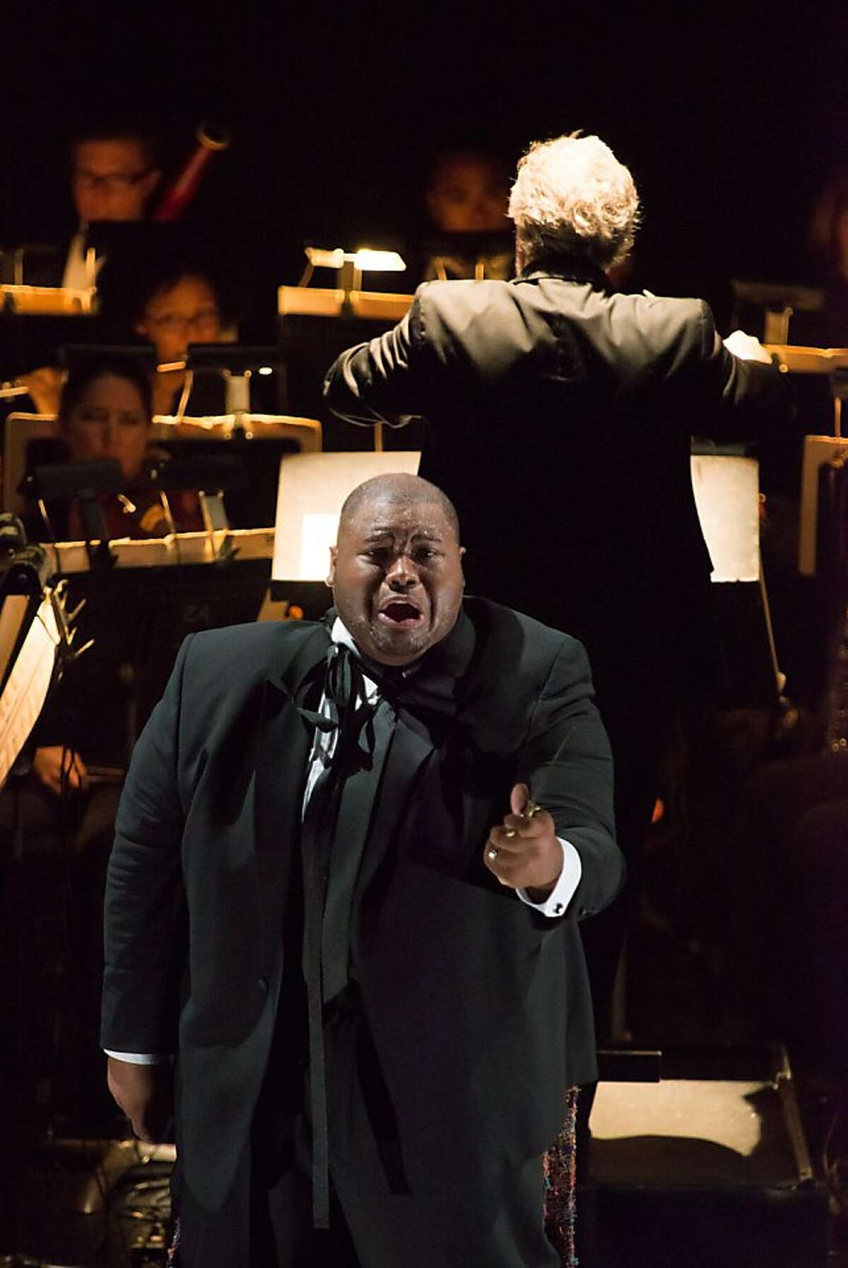 Tenor Issachah Savage in a scene from Verdi's "Otello" Merola Opera Program 2013 Summer Season, Schwabacher Concert at Everett Auditorium, July 18, 2013