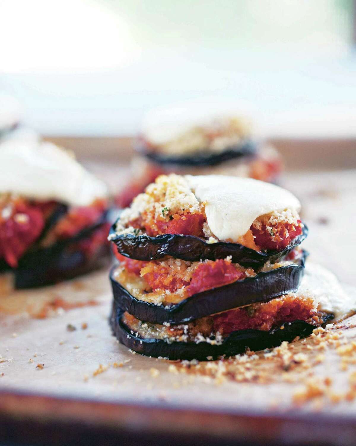 Eggplant Parm Stacks from "Mad hungry Cravings" by Lucinda Scala Quinn (Artisan Books).