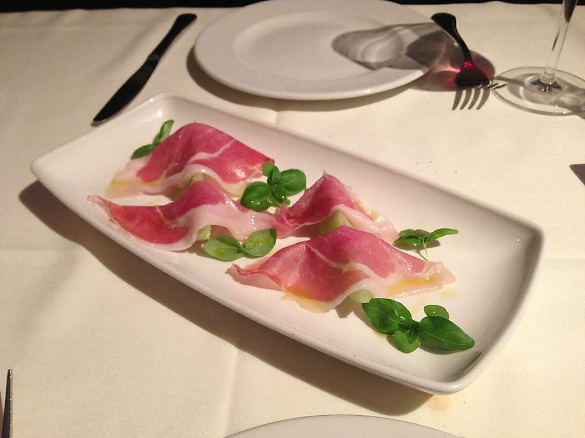 Two-year-old house-cured prosciutto at Poggio in Sausalito (July 2013)