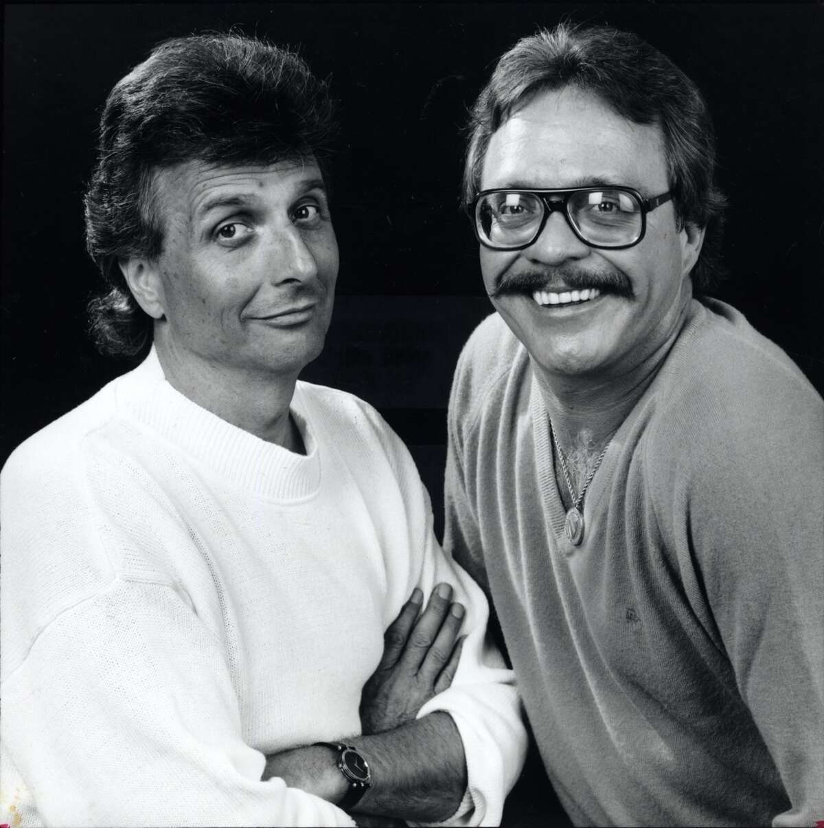 Jim Pruett, shown with his KLOL partner Mark Stevens in 1987, reportedly died at 72 on Friday. 