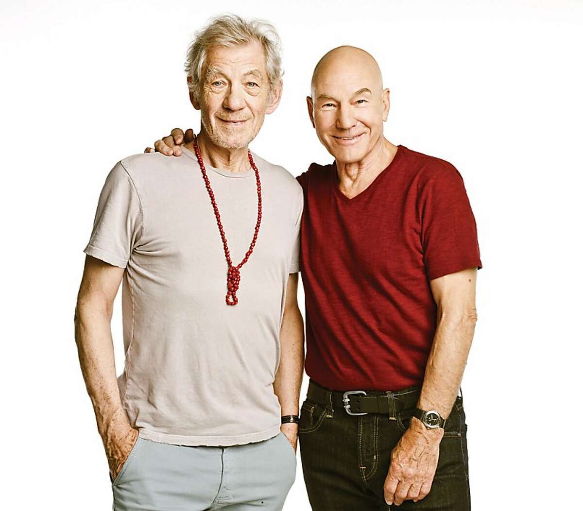 Acting titans Ian McKellen (left) and Patrick Stewart star in Harold Pinter's "No Man's Land" at Berkeley Repertory Theatre prior to the play's run on Broadway. "No Man's Land" runs Aug. 3-31 in the Roda Theatre. Photo by Jason Bell