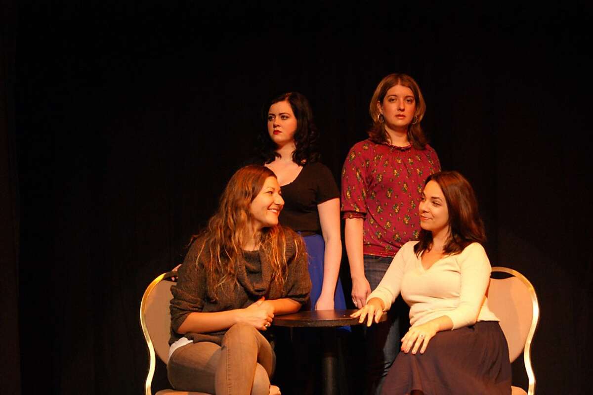 Seated: Emma Rose Shelton, left, Sylvia Hathaway. Standing: Allison Page, left, Megan Briggs -- in No Nude Men Production's "The Age of Beauty"'