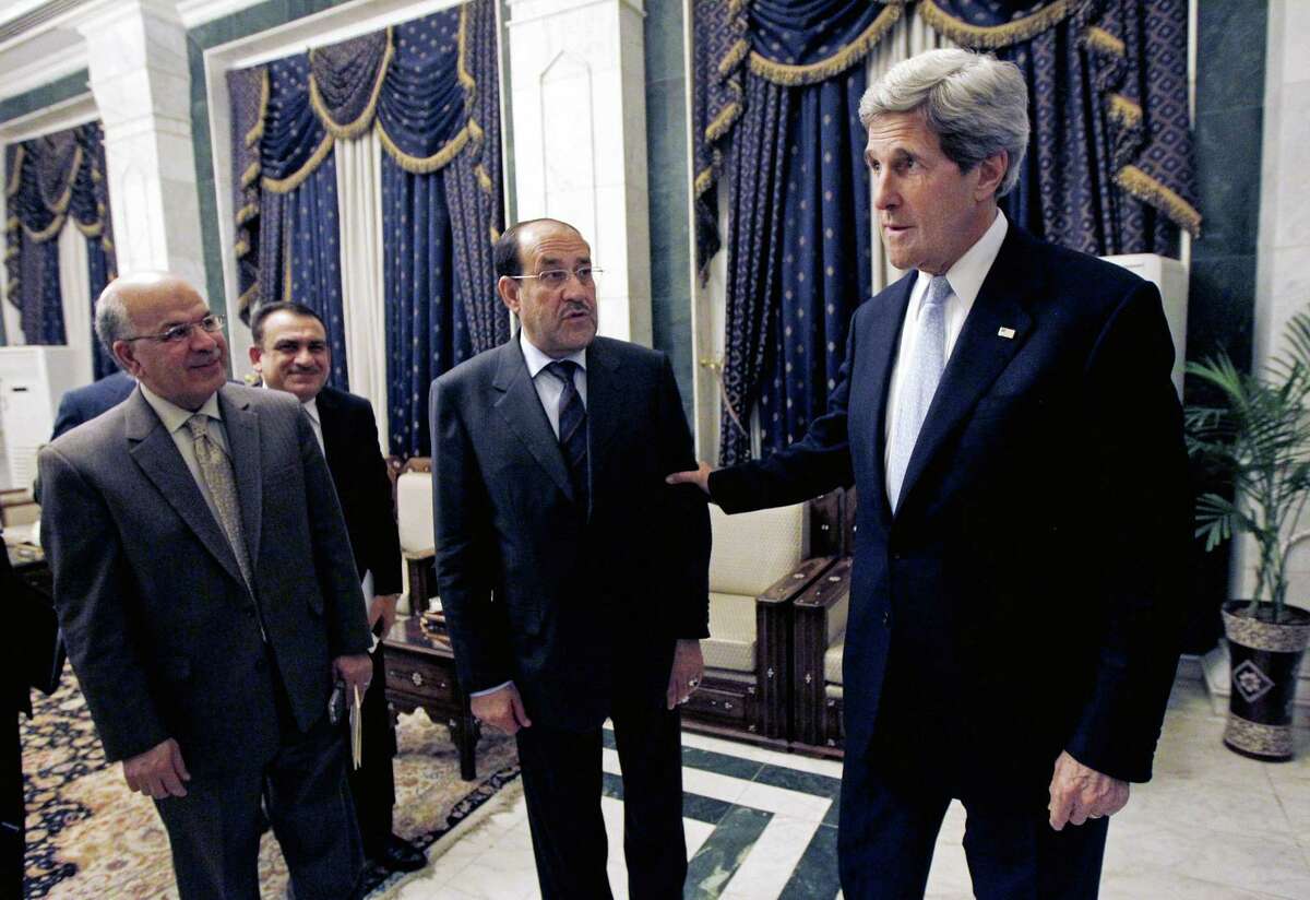 Secretary of State John Kerry (from right) and Iraq Prime Minister Nouri al-Maliki are hopeful Iranian President-elect Hasan Rouhani will entertain talks on nuclear negotiations.