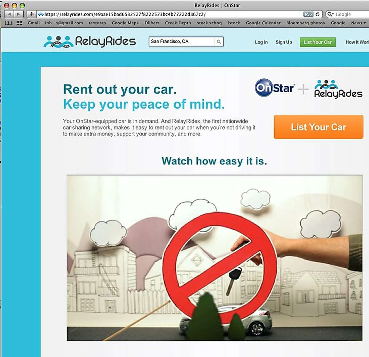 Relayrides new AP will allow GM onstar users to rent their car without lending out the keys or meeting the renter.