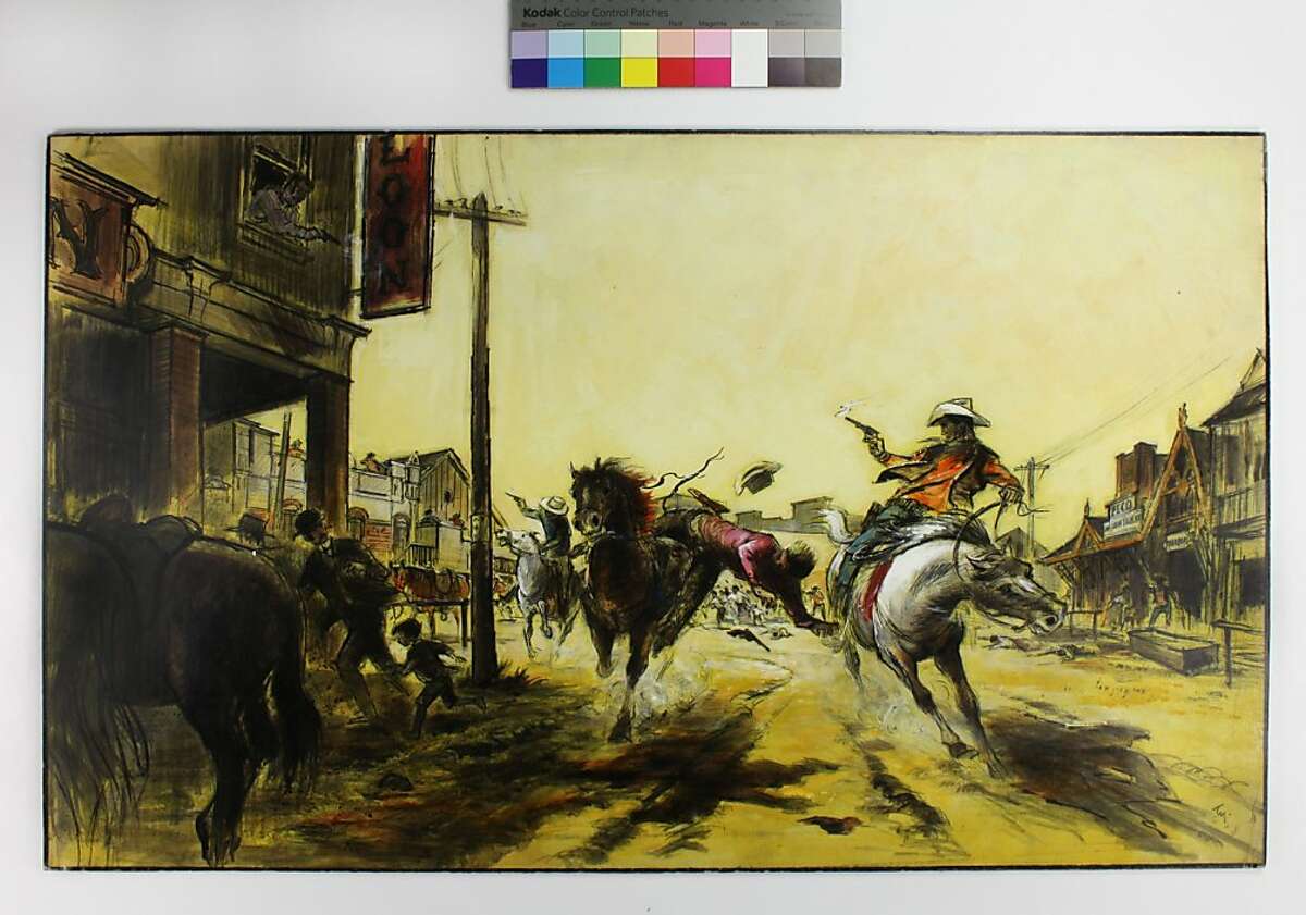 Preproduction illustration for "The Wild Bunch" by Tyrus Wong, 1969