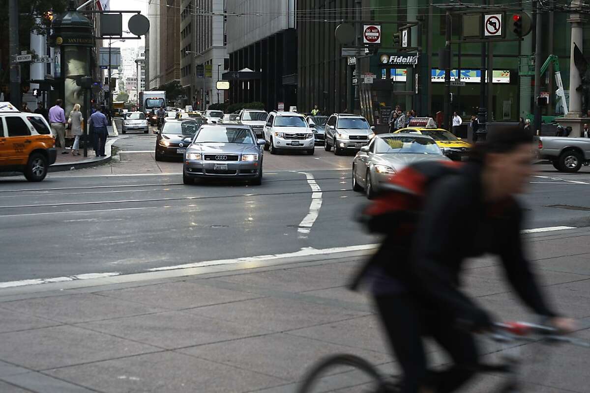 Market Street pedestrians must navigate stuck cars - SFChronicle.com