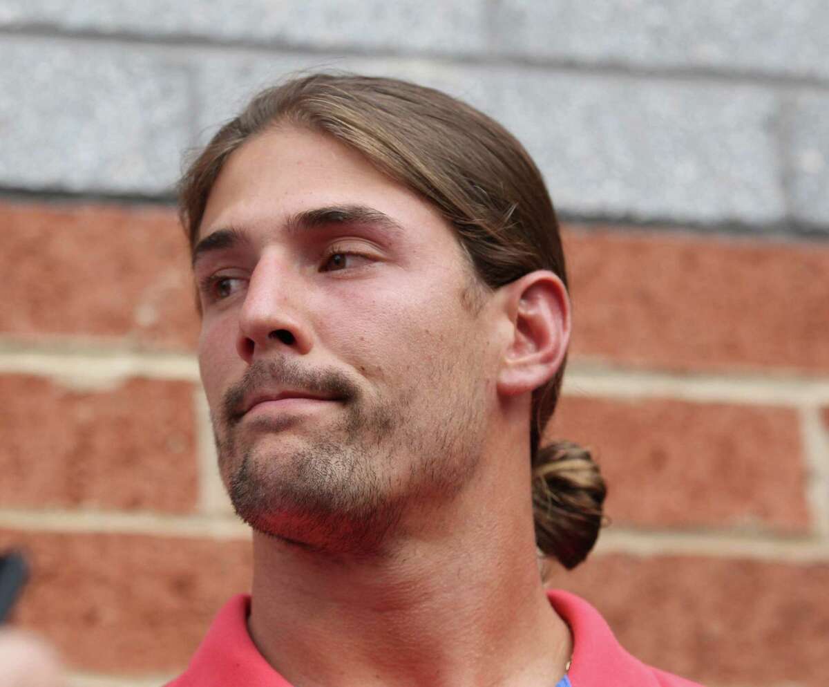 Philadelphia Eagles wide receiver Riley Cooper talks with the media, apologizing for a using a racial slur, at the NovaCare Complex in Philadelphia, Pennsylvania, on Wednesday, July 31, 2013. "What I did was wrong and I will accept the consequences," Cooper said. (Yong Kim/Philadelphia Daily News/MCT)