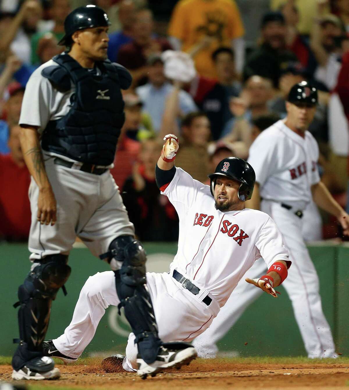 Shane Victorino was the last man to cross the plate in Boston on Thursday, as he scored the winning run in the Red Sox's walkoff win over the Mariners.