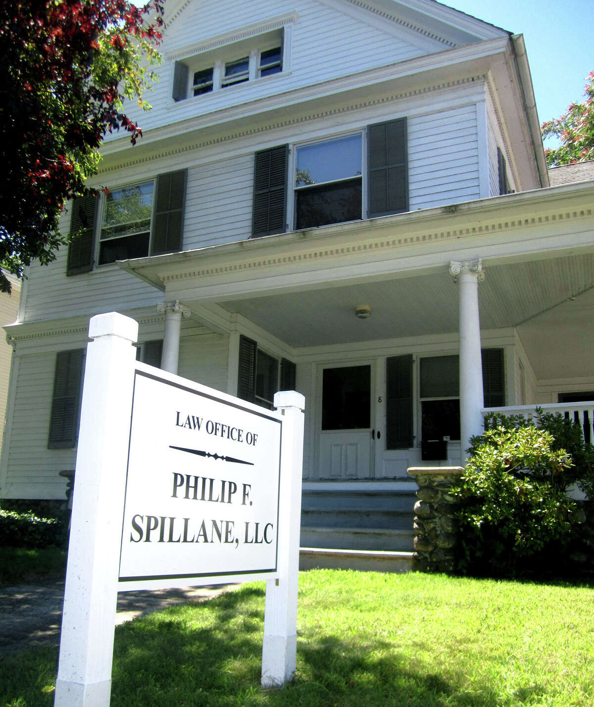 The Law Office of Phllip F. Spillane at 8 South Main Street is just a two-minute walk from the Village Green in New Milford. August 2013