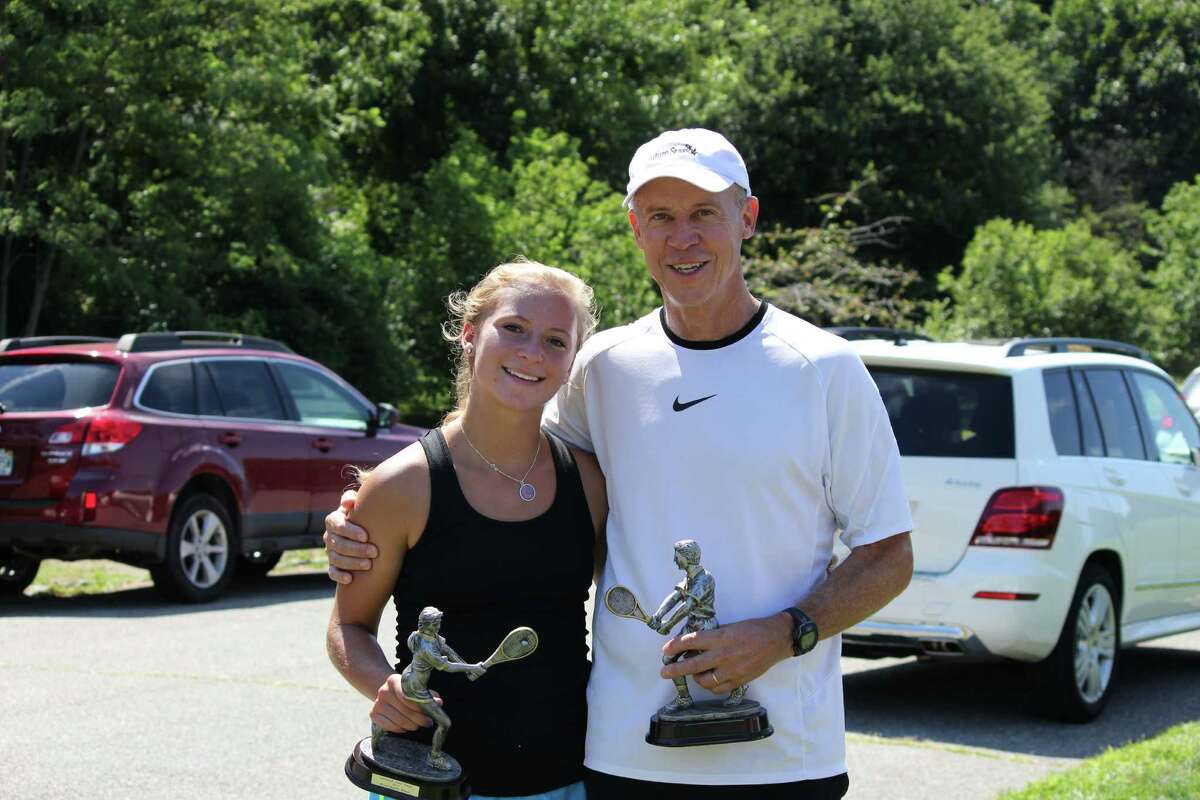 Elizabeth Griffin and her father Bill won the Open Mixed Doubles Division championship at the 2013 Greenwich Town Tennis Tournament Sunday at Binney Park.