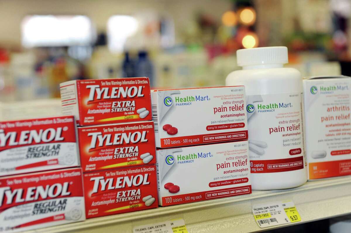 Over-the-counter products that contain acetaminophen on Tuesday, Aug. 6, 2013, at Marra's Pharmacy in Cohoes, N.Y. (Cindy Schultz / Times Union)