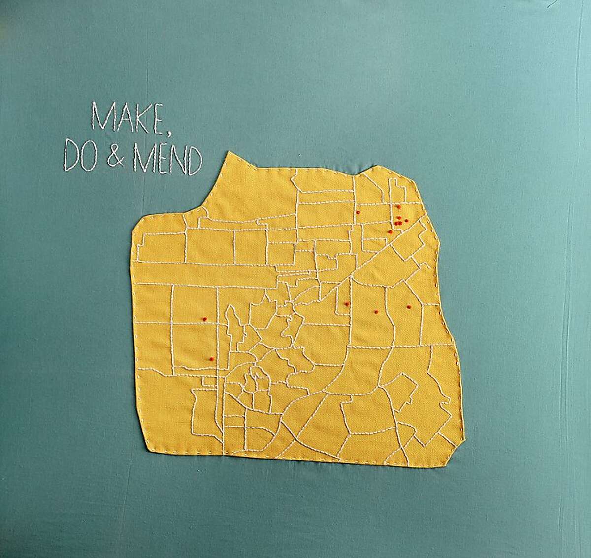 Artist Shannon May's hand-sewn "Style" cover and inside map photographed in San Francisco, Calif., on Tuesday, August 6, 2013.