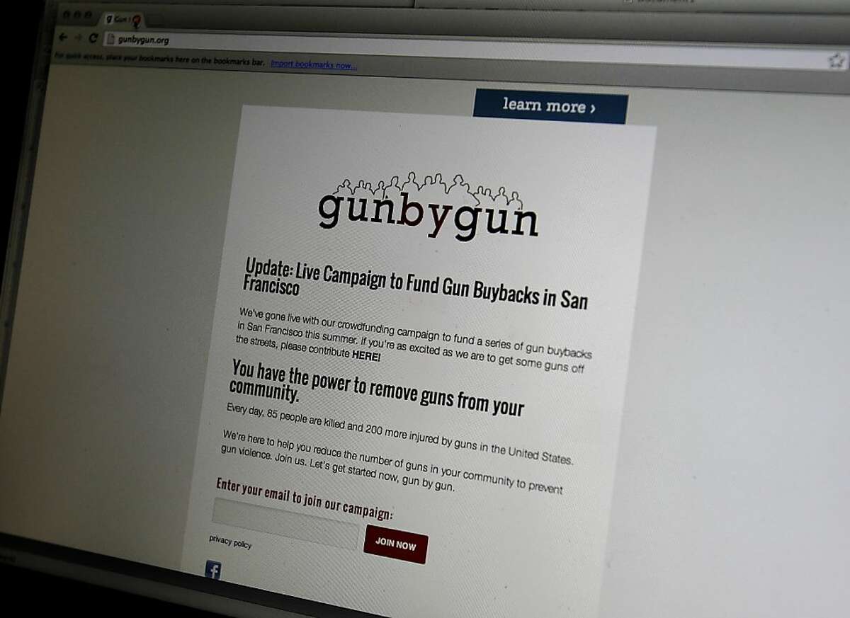 The website developed to help promote the buy back events is called gunbygun. Ian Johnstone, who lost his father to gun violence, and Eric King are organizing one of the nation's first gun buybacks funded through crowd sourcing in San Francisco, Calif.