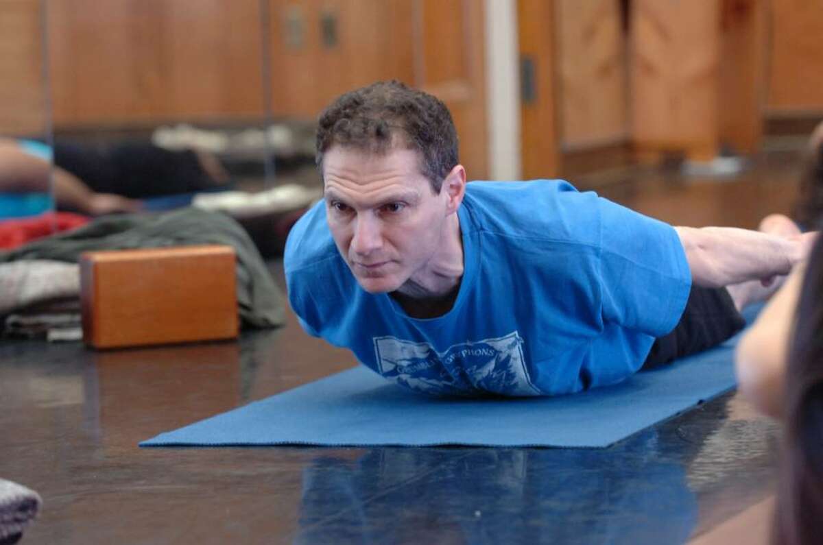 David Schoenberg,from Redding in the yoga class on Wednesday, January 20, 2010 at the Greenwich Arts/Senior center.