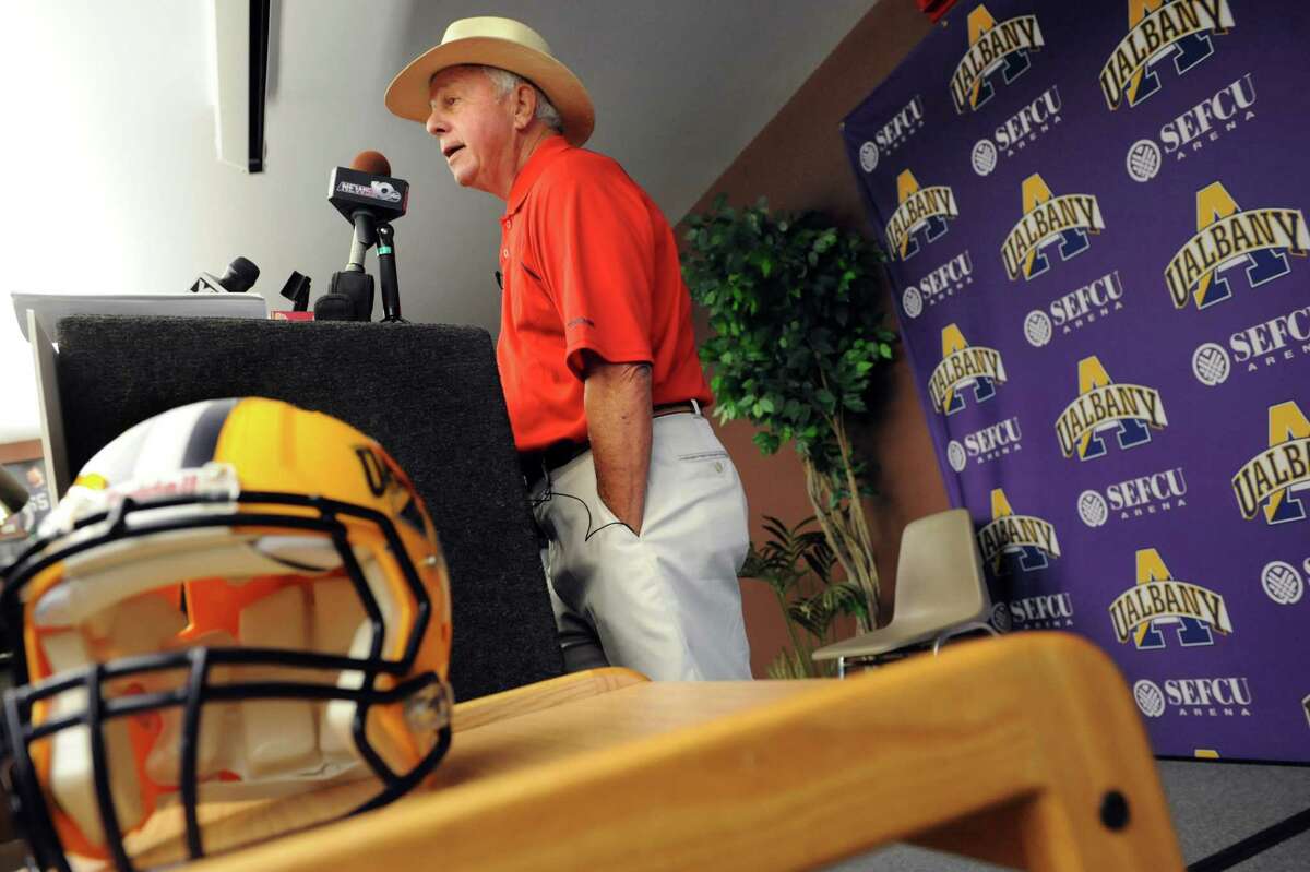 University at Albany football coach Bob Ford announced that he will retire at the end of the season Tuesday afternoon, Aug. 13, 2013, during the team's media day event at SEFCU Arena in Albany, N.Y. (Cindy Schultz / Times Union)