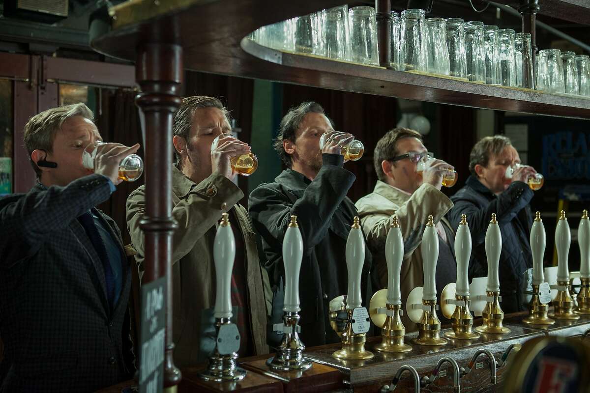 (l to r) Martin Freeman as Oliver, Paddy Considine as Steven, Simon Pegg as Gary, Nick Frost as Andy, and Eddie Marsan as Peter in Edgar Wright's THE WORLD'S END, a Focus Features release.