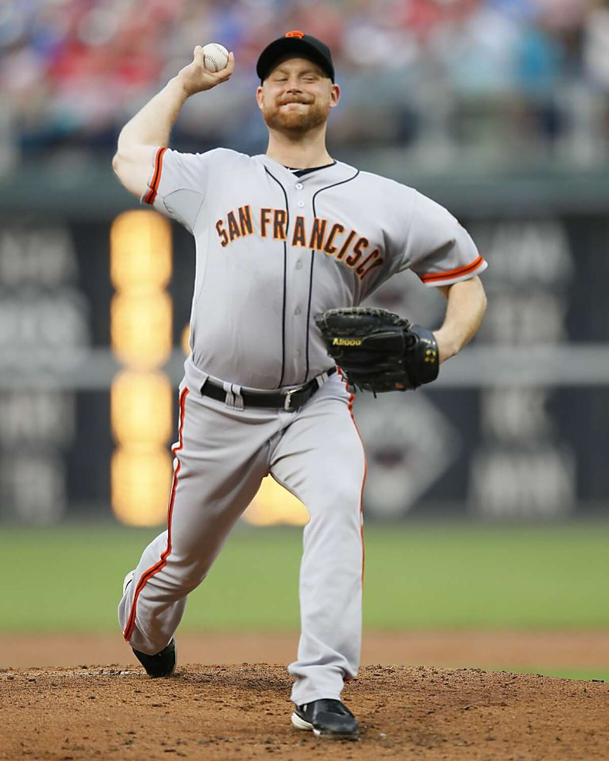 San Francisco Giants' Chad Gaudin during a baseball game with the Philadelphia Phillies, Tuesday, July 30, 2013, in Philadelphia. (AP Photo/Tom Mihalek)