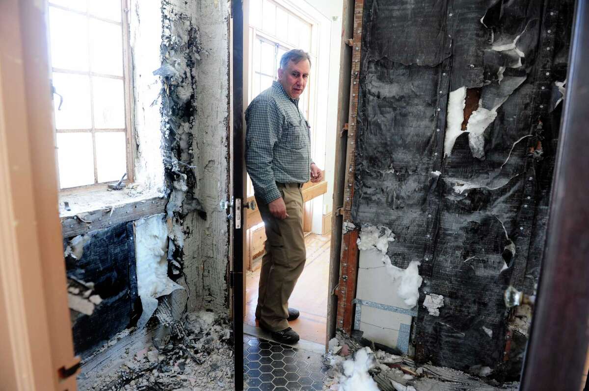 John Kimball, CEO of The Kimball Group, talks about his plans to renovate the Stone Castle on the Sisters of the Holy Family of Nazareth property at 1428 Monroe Turnpike in Monroe, Conn. last February.