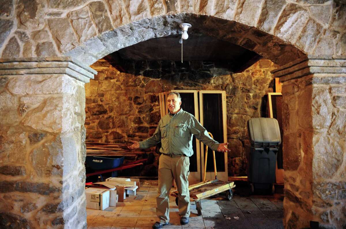 John Kimball, CEO of The Kimball Group, talks about his plans to renovate the Stone Castle on the Sisters of the Holy Family of Nazareth property at 1428 Monroe Turnpike in Monroe, Conn. last February.