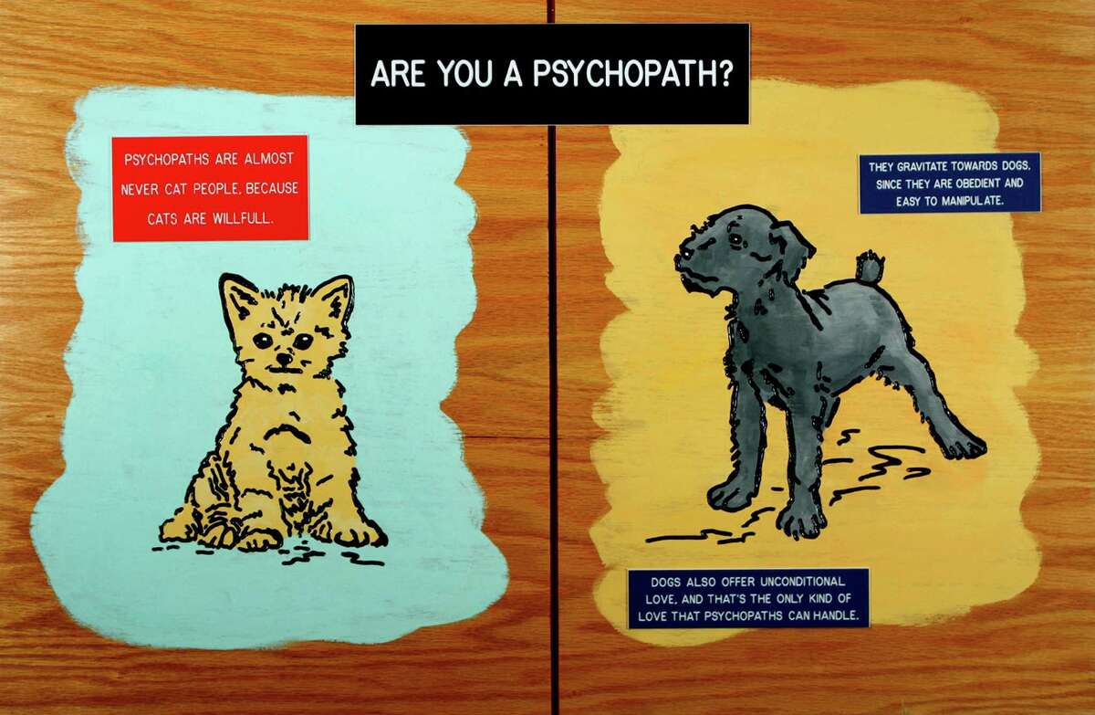 San Antonio artist Gary Sweeney, who helped design elements of the Navigation Boulevard Esplanade (See story, page H4), contributed "Are You a Psychopath?" to the exhibit.