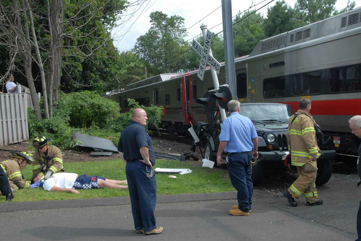 A car train accident at the railroad crossing at 9 Riverbend on Hope St in Stamford, Conn. on Monday August 26, 2013.