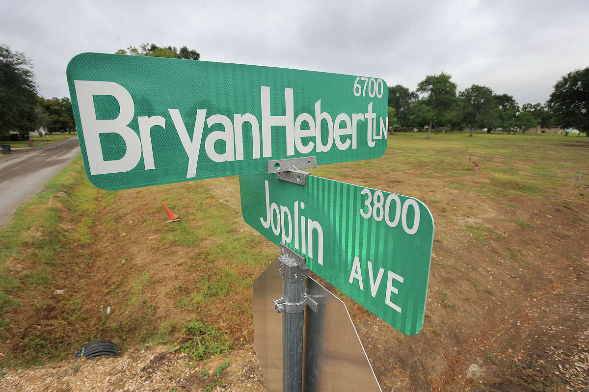 A street in Groves has been named Bryan Hebert Lane in honor of Beaumont Police Officer Bryan Hebert who was killed in the line of duty in July of 2011. Photo taken Monday, August 26, 2013 Guiseppe Barranco/The Enterprise