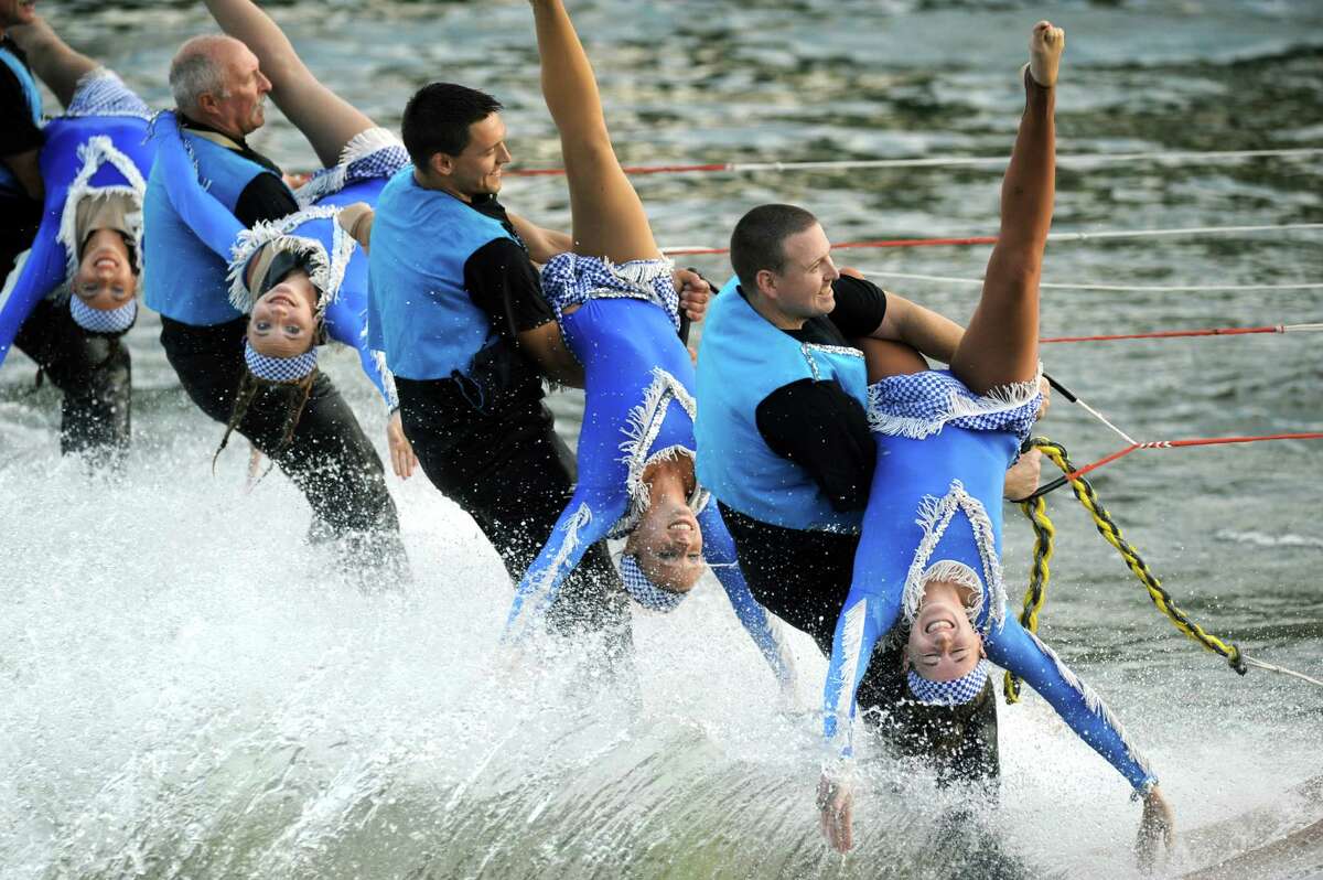 Members of the U.S. Water Ski Show Team perform on the Mohawk River at Jumpin' Jacks on Tuesday Aug. 27, 2013 in Scotia, N.Y. (Michael P. Farrell/Times Union)