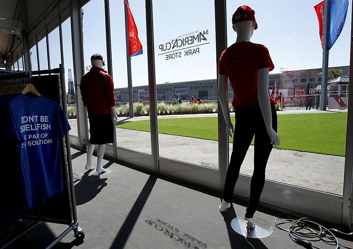 At the America's Cup Park store business was slow on the morning of the second day of racing Tuesday July 9, 2013. In America's Cup action on San Francisco bay, the Emirates Team New Zealand catamaran had another solo effort as the Artemis team did not race because their boat is not ready.