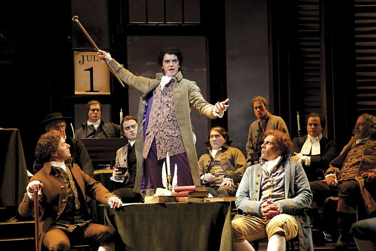 Edward Rutledge (Jarrod Zimmerman) makes a a passionate appeal to the delegates in American Conservatory Theater's season-opening "1776." The musical, directed by Frank Galati, runs through Oct. 6 Edward Rutledge (Jarrod Zimmerman) makes a a passionate appeal to the delegates in 1776 The Musical which opens at A.C.T. September 11, 2013. Photo by Juan Davila.