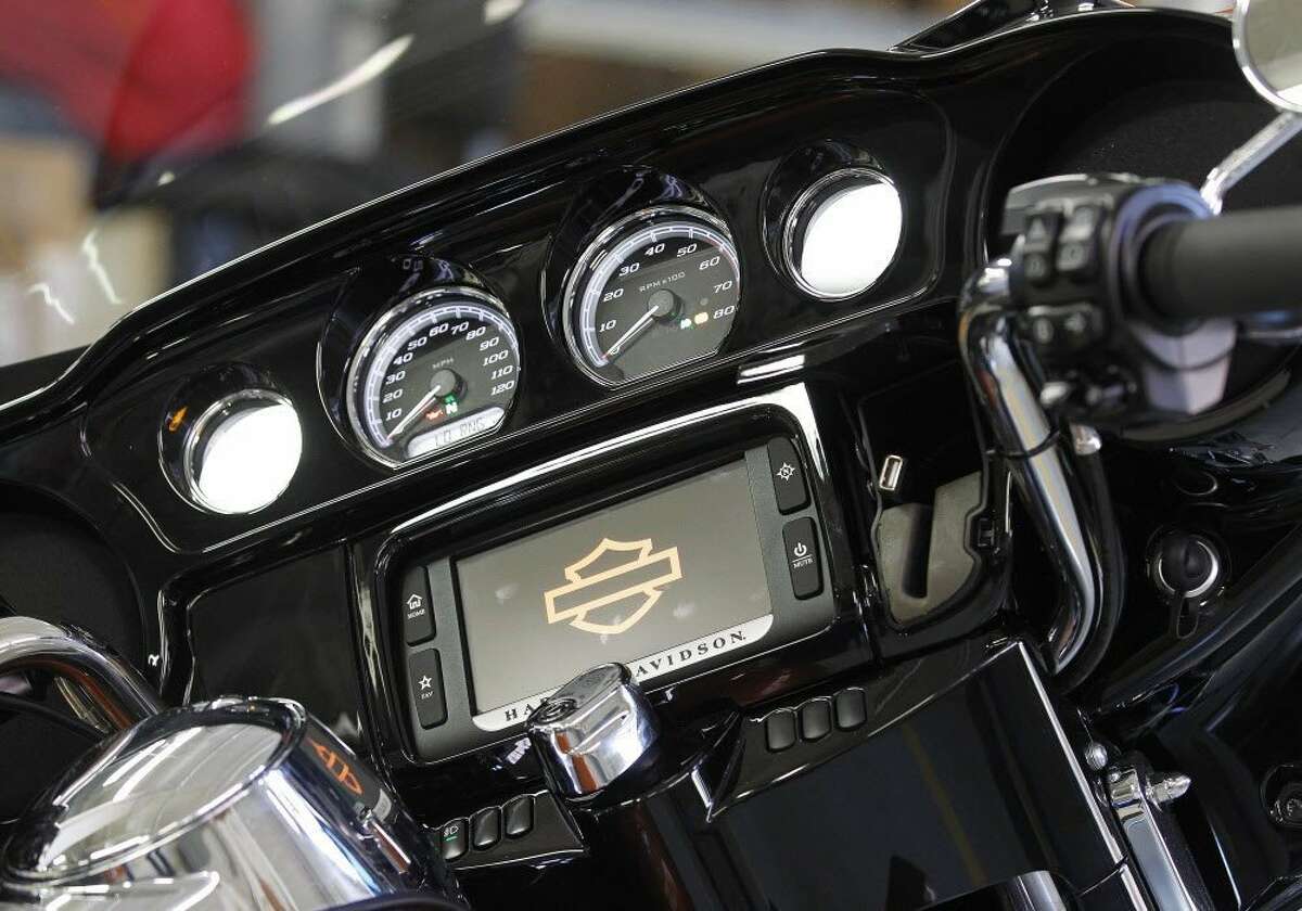 A newly designed dashboard with digital display is part of the new Harley Davidson Project Rushmore motorcycle, that includes a liquid cooled engine, all new electronics new handle controls, and more.(Gary Porter/Milwaukee Journal Sentinel/MCT)