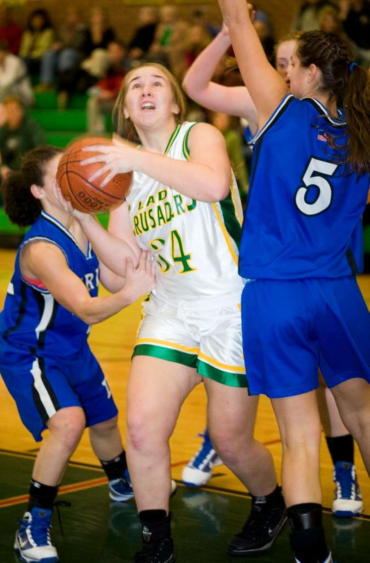 Darien High School plays Trinity High School in girls basketball in Stamford, CT on Jan. 22, 2010. 23 34 5
