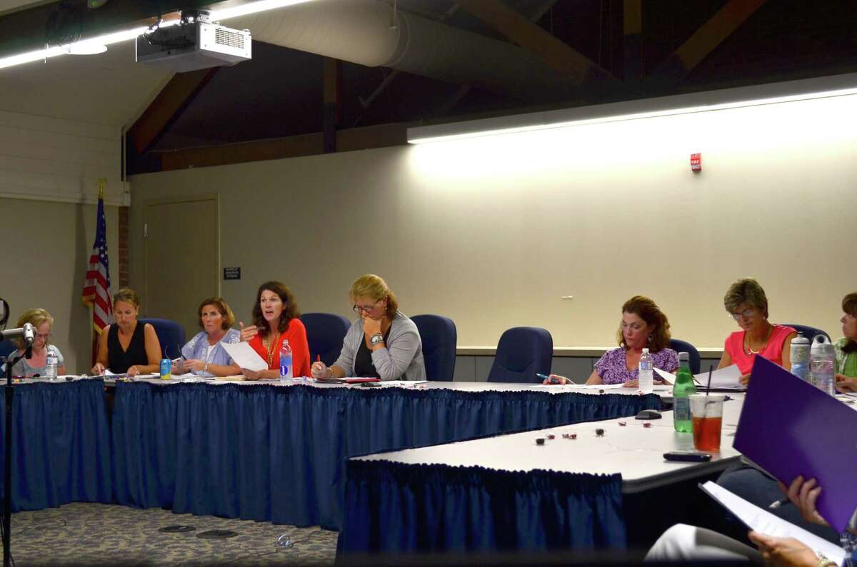 Special Education Parent Advisory Committee co-chair Courtney Darby, pictured fourth from left, addressed the Board of Education and Superintendent Stephen Falcone who are not pictured at SEPAC's Wednesday, Aug. 28 meeting.