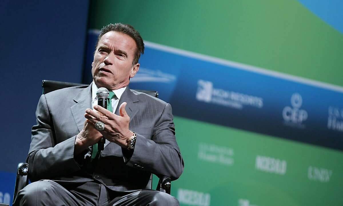 LAS VEGAS, NV - AUGUST 13: Actor and former California Gov. Arnold Schwarzenegger speaks during the National Clean Energy Summit 6.0 at the Mandaly Bay Convention Center on August 13, 2013 in Las Vegas, Nevada. (Photo by Isaac Brekken/Getty Images for National Clean Energy Summit 6.0)