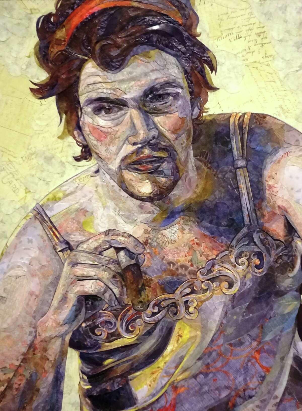 San Antonio artist Shannon Crider's paper collage portrait “John in Drag” took more than 200 hours to construct.