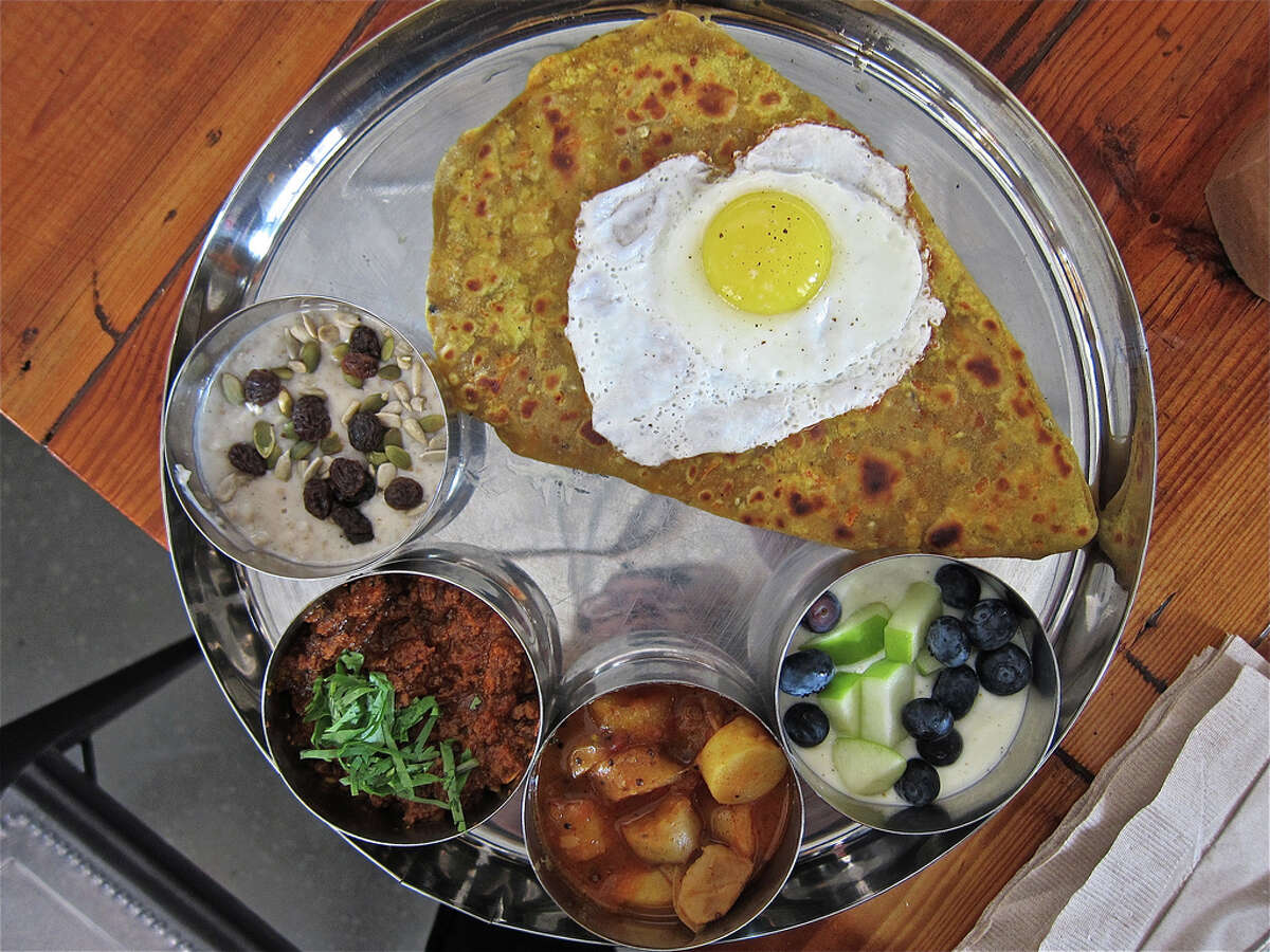 Breakfast thali at Pondicheri.