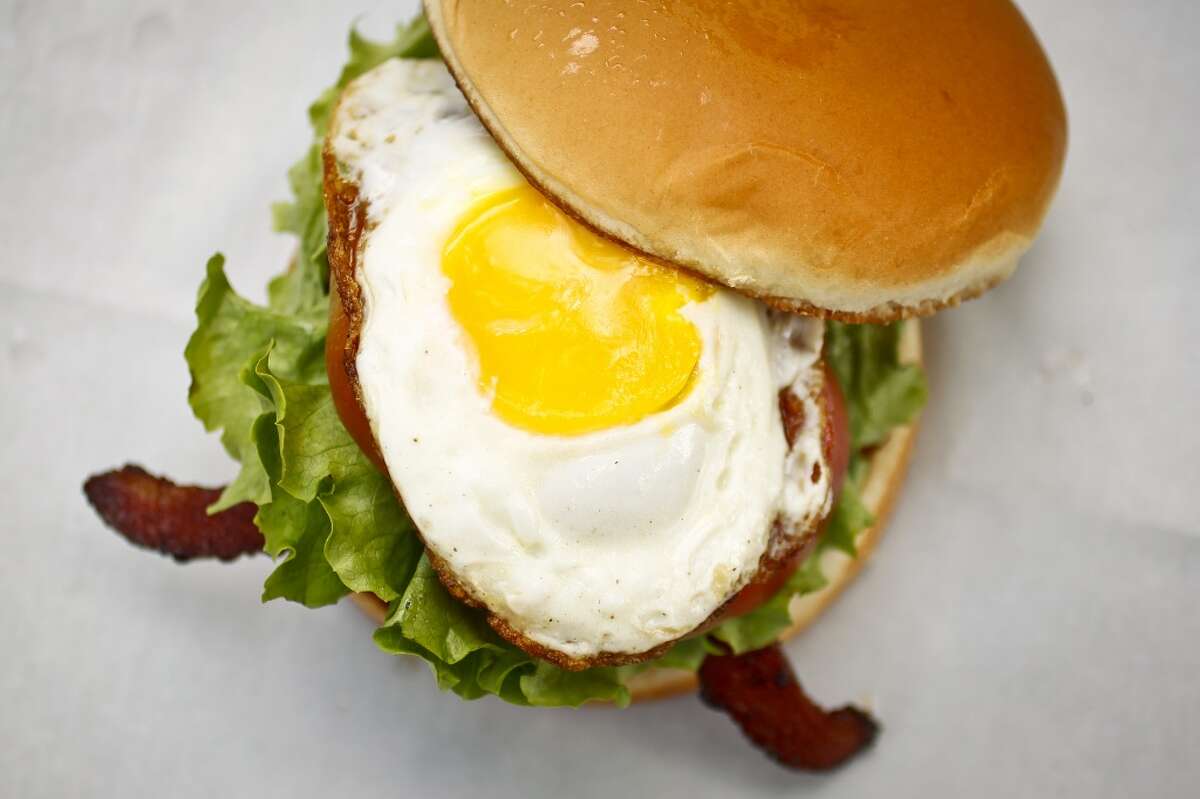 The "Five Napkin burger" with bacon and egg at The Shack