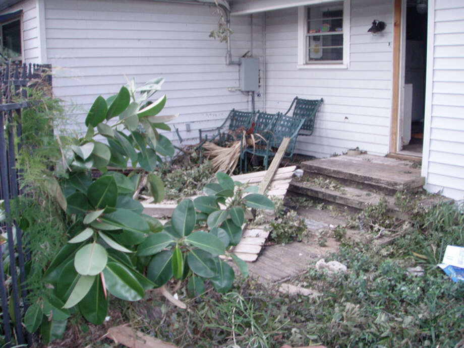 Another view of the debris in my driveway and deck. Photo: Karen Heck