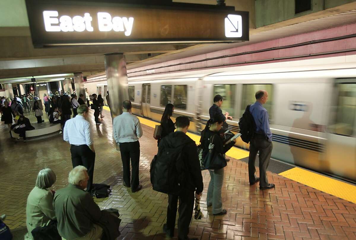 BART riders at the Montgomery Station experience less than normal congestion during the evening commute to the east bay on Thursday, June 14, 2012. The shut down of the transbay tube in the morning forced some commuters to drive instead.
