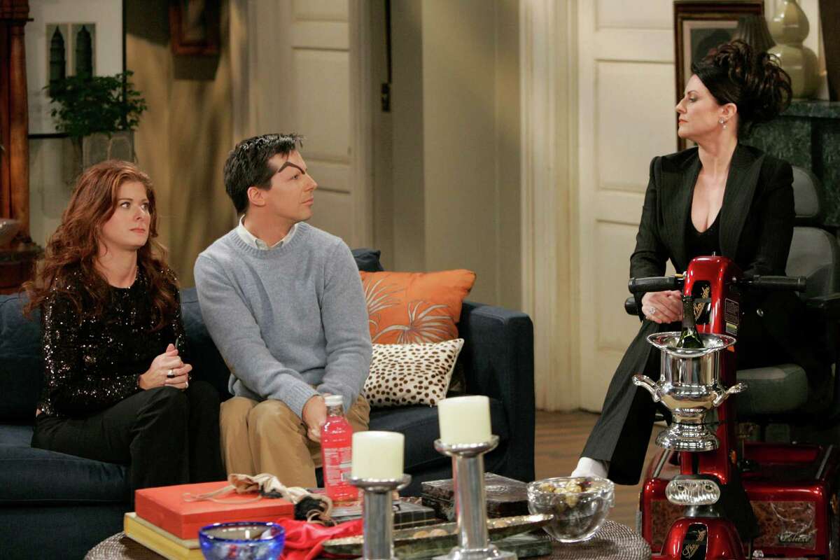 This 2005 photo by NBC shows cast members from "Will & Grace," who'll be returning for new episodes. Debra Messing, Sean Hayes and Megan Mullally are seen here during a live broadcast of the hit series, which closed in May 2006.