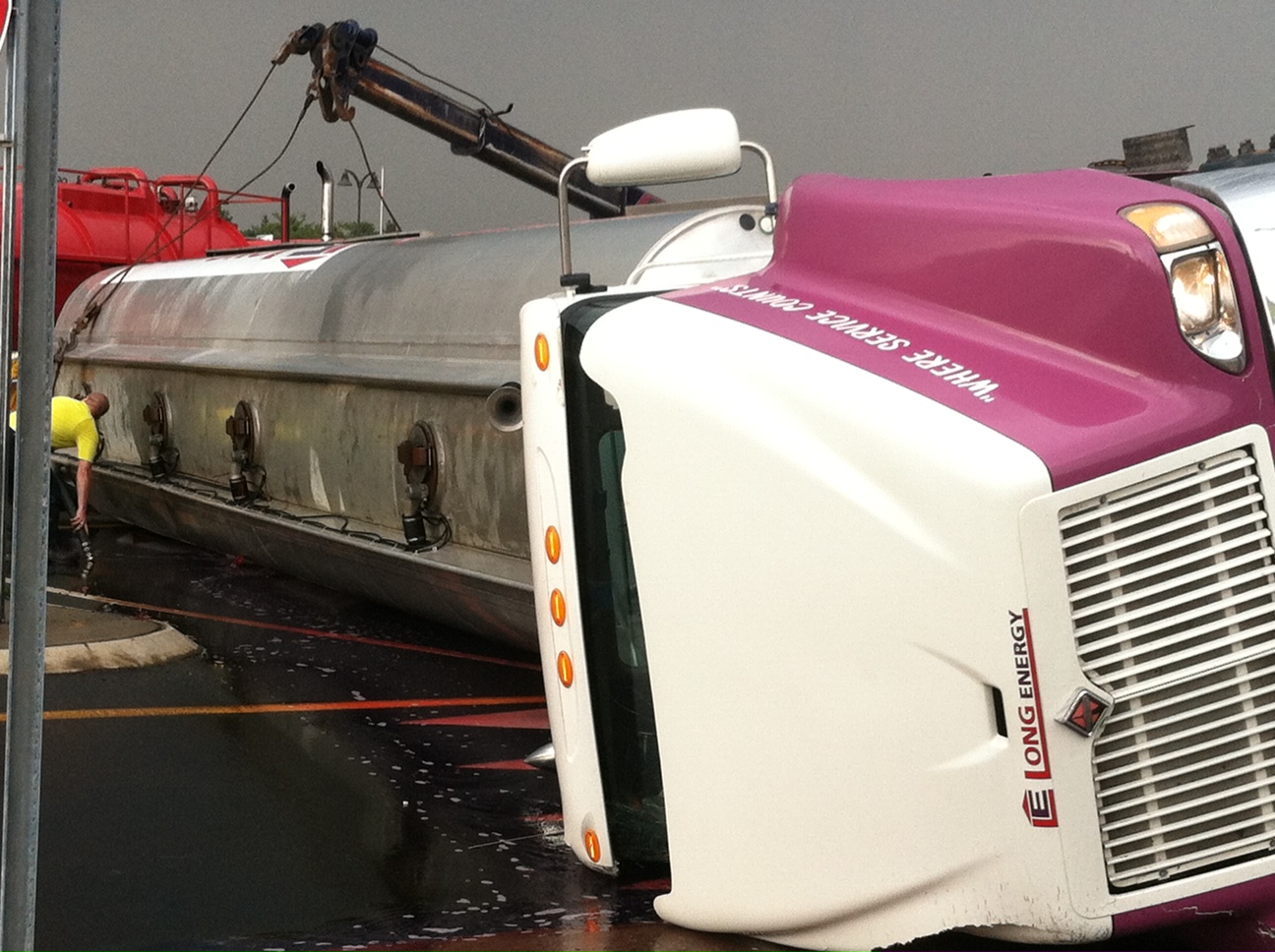 Update: Fuel truck rolls over