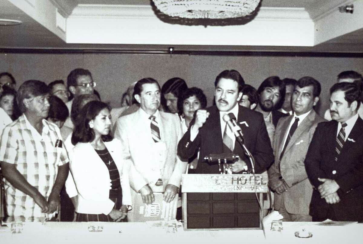Voters rights activist Willie Velasquez (at podium), who died 20 years ago this week, inspired the creation of the National Alliance of Craftsmen Associations. He'll be honored tonight at the group's first gala.