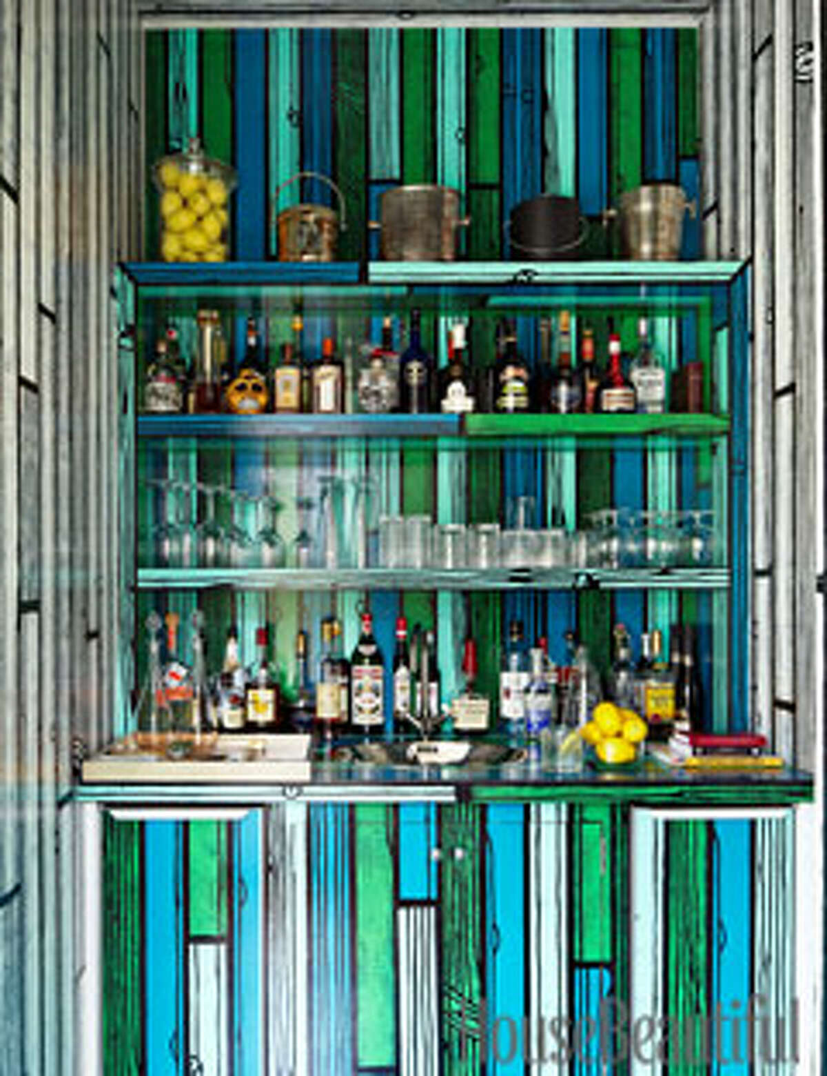 Art Bar The homeowner of a house in East Hampton, New York, asked artist Richard Woods to work his fun, faux-bois magic on the bar, transforming a closet-like space into a vivid focal point. "It's artistic, but very much a bar," designer Mica Ertegun says. "It's whimsical, fun, unexpected — and one-of-a-kind."