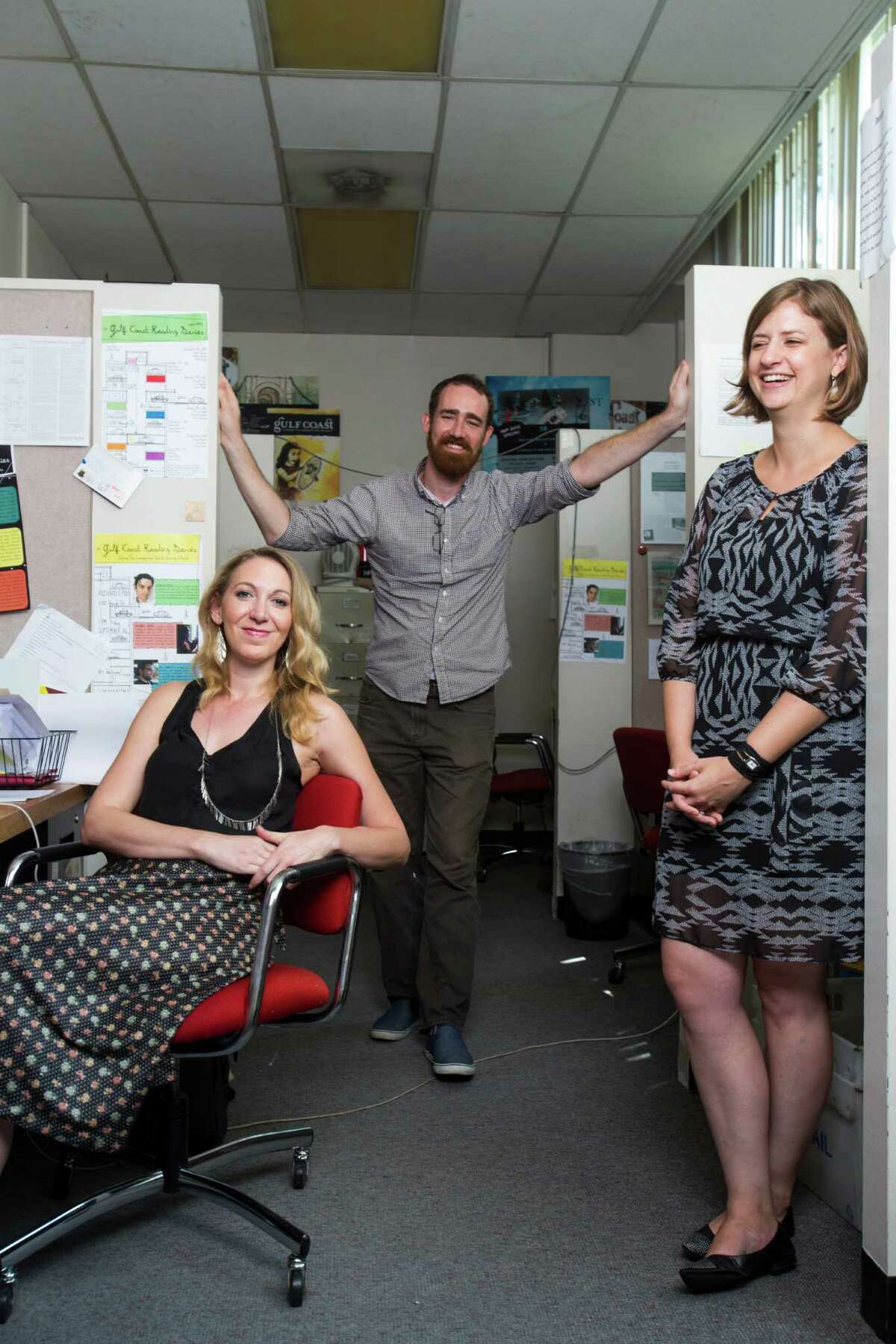 Editors Karyna McGlynn, left, Zachary Martin and Amy Powell, are behind Gulf Coast magazine, which has merged with Art Lies. The inaugural publication slated for release by the end of October.